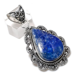 Natural Lapis Lazuli Gemstone 925 Sterling Silver Jewelry Pendant 2.21 t1c57