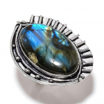 Natural Labradorite Gemstone Handmade 925 Sterling Silver Ring Size 7 q7c36