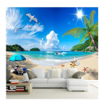3D Tapeet Moodne Sinine Taev Valged Pilved Rannikumaastik Seinamaal Elutoa Magamistoa Kaunistuseks Fototapeet Seinamaal 200 cm(W) x 140 cm(H)