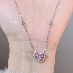 Luksuslikud tsirkoonist armsa s&uuml;dame ripatsiga kaelakeed Peen klavikulekett naistele t&uuml;drukutele peened ehted aksessuaarid kingitused