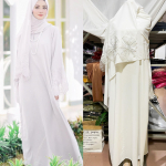 Naiste moslemi daami hommikumantel Malaisia Indoneesia kleit hijabiga S valge