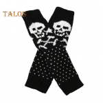 1 paar s&uuml;gistalvisid kindaid s&otilde;rmedeta pealuutr&uuml;kiga kootud suure elastsusega libisemiskindlad varrukad hoiavad soojas tuulekindlad Halloweeni stiilis unisex jalgrattak&auml;ed must