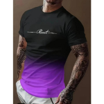 Erksa v&auml;rvikombinatsiooniga graafilise tr&uuml;kiga T-s&auml;rk - Mugav l&uuml;hike varrukas, klassikaline &uuml;mar kaelus, meeste suvine vabaaja- ja v&auml;limood 6XL lilla