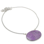 Looduslik Purpuriit Kivi 925 Sterling H&otilde;be Ehted Kaelakee 18 P0p29