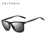 VEITHDIA Unisex retro alumiinium+TR90 p&auml;ikeseprillid polariseeritud l&auml;&auml;tsega vintage prillid p&auml;ikeseprillid must