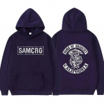 Sons of Anarchy SAMCRO Kahepoolse tr&uuml;kiga t&auml;navar&otilde;ivad, mehed, naised, Harajuku kaubam&auml;rgiga disainitud kapuuts Meeste &uuml;lisuured kapuutsid Pusa S lilla