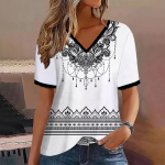 7XL Suures suuruses Mood Naiste T-s&auml;rgi Triibud, Gradient V-kaelusega l&uuml;hikeste varrukatega Basic Tops T&auml;navar&otilde;ivad Suvised &uuml;lisuured riided Naiste T-s&auml;rgid 4XL