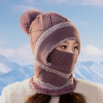 Talvine silmkoeline m&uuml;ts Sallmask &Uuml;heosaline Plush Pompom Beanies naistele Fliisvooder Soe Kapott K&otilde;rvad Kaelakaitse Suusam&uuml;tsi One Size valge