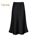 Naiste Maxi seelik k&otilde;rge v&ouml;&ouml;kohaga sile satiinist pikk seelik t&otilde;mblukuga &uuml;hev&auml;rviline kevad s&uuml;gisene naiste puusa m&auml;hitud kalasaba seelik XXL &scaron;ampanjav&auml;rvi