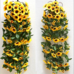 Kunstlik kollane p&auml;evalille vanik Flower Vine Pulmad Lillekaare Decor Siid