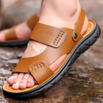 Mood Mood Meeste lamedad sandaalid Mugavad sandaalid Suvised avatud varbaga rannasussid meestele Luksuslikud meeste nahast sandaalid Sandale Homme 38 khaki
