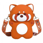 Loominguline silikoonist crossbody kott Punase panda muster 3D armas &otilde;lakott Reguleeritav rihm Veekindel silikoonist multifilmikott