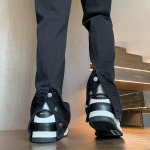 Meeste retro pestud vintage laiad teksad, meeste lahtised sirged teksad vabaaja mitmek&uuml;lgsed rippuvad pikad p&uuml;ksid M must