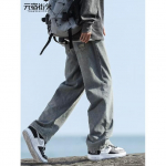 Hong Kong Trend Meeste Suvine Uus Sirge S&auml;&auml;rega Personaliseeritud Kirjaga Džinsid Hip-Hop Ins Trendikad High Street Trendikad Huligaani V&auml;limusega P&uuml;ksid S must