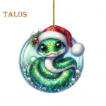 Maoga j&otilde;ulukaunistus, lame 2D akr&uuml;&uuml;list koomiksimao ripats, pidulik j&otilde;uluvana m&uuml;tsiga mao kaunistus puuuksele kaminasimsile E