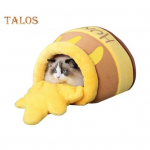 Mesipoti Kassi Voodi Talvine Soe Kassi Magamiskott Poolfikseeritud Joonisfilm Kassi Voodi Koobas Pehme Lemmiklooma Telk Pesa Kassipoegadele Ja Kutsikatele kollane