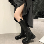 Lehmanahkversioon~ Paksu kontsaga platvormsaapad Ehtsast nahast Kuid P&otilde;lvini Chelsea saapad Saapad Pikkade s&auml;&auml;rtega saapad R&uuml;&uuml;tlisaapad Naised 40 must