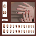 24 t&uuml;kki uusaasta kandmine k&uuml;&uuml;nte eemaldatav Burgundia k&uuml;&uuml;nte kunst Love Diamond v&otilde;ltsk&uuml;&uuml;s Baoshan Nail Art Prantsuse k&uuml;&uuml;nte ballett
