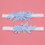 Seksikas pitsist 2 tk/komplekt Pulmasukkp&uuml;ksid Pitsist tikandiga Lilleline Seksikad sukahoidjad naistele/pruudile Reie &uuml;mberm&otilde;&otilde;t Pruudi jala sukahoidja taevasinine v&auml;rv