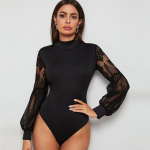 Naiste pits Sheer V kaelusega pikkade varrukatega T-s&auml;rgid Topid Bodysuit Jumpsuit Bodycon Rompers S&uuml;gisriided Clubwear Bodid S must