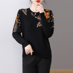 Naiste kampsunite tr&uuml;kkimine kevad-s&uuml;gis Korea moe pulloverid pikkade varrukatega top Blusas Femme pehme O-kaelusega kootud &otilde;huke kampsun XXXXL must