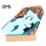 Vaik Puidust Lauavalgusti USB Toitega K&auml;sitsi Valmistatud S&uuml;vameresukelduja Koobas Laevahukk Hai Vaal Ookeani Kunst Laualamp Figuur Kodu Kontori Kaunistus A