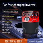 Suure v&otilde;imsusega multifunktsionaalne auto inverter 12V/24V kuni 220V kiirlaadija sigaretis&uuml;&uuml;taja pesaga Zhizun dual PD port