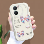 Armas koomiksimustriga kreemjas tekstuuriga korpus, lainelise servaga pehme silikoonkaanega telefoni&uuml;mbris Vivo jaoks Vivo Y30G valge