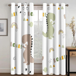 Multikakujulised Poisid Armsad Dinosauruskardinad V&auml;rviline Safari Elusloodus Naljakas Loom Laste Dinosauruskardinad Laste Magamistoa Elutoa jaoks W60H60(CM)x2pcs&HOOK white