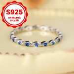 S925 Sterling H&otilde;be Peenad Hele Merev&auml;esinine Tsirkoonist S&otilde;rmused Naistele Daamidele Pulmapeo Ehted Kingitused 6 sinine/h&otilde;be