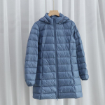 Kerge udunjope naistele keskmine ja pikk s&uuml;gis ja talv uus Korea versioon slim fit suur suurus kerge jope eemaldatav kapuuts 3XL vesi sinine v&auml;rv