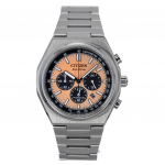 Citizen Zenshin Chronograph Super Titanium Salmon Dial Eco-Drive CA4610-85Z 100M meeste k&auml;ekell l&otilde;he