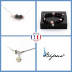 Pierres et Min&eacute;raux. Parure Bracelet Collier Kunzite du Br&eacute;sil + Perles Lave 8 mm. Chaine Taille personnalisable.