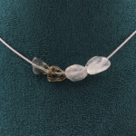 Pierres et Min&eacute;raux. Collier 4 perles Quartz Tourmaline rutile du Br&eacute;sil Chaine en acier Collier femmes, hommes. Taille personnalis