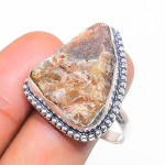 Sunstone Rough Handmade 925 Sterling Silver Jewelry Ring Size 10 f7f25
