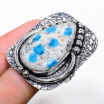 K2 Blue Azurite Handmade 925 Sterling Silver Jewelry Ring Size 10.5 g3k60
