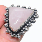 Natural Rose Quartz Gemstone 925 Sterling Silver Jewelry Ring Size 6.5 d5z63