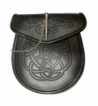 Nahast Sporran Brass Pin Celtic Pattern Smooth Traditsiooniline &Scaron;oti rahakott 4 Kilti one size must