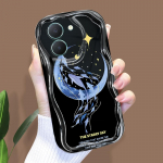 Armas koomiksimustriga kreemjas tekstuuriga korpus, lainelise servaga pehme silikoonkaanega telefoni&uuml;mbris Vivo jaoks Vivo Y300I 5G puhas