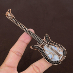 Rainbow Moonstone Handmade Copper Wire Wrap Guitar Pendant 4.53 r3e88