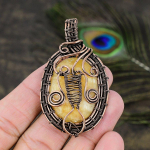 Yellow Fluorite Handmade Copper Wire Wrap Jewelry Pendant 2.56 u6j49