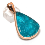 Neon Blue Apatite Handmade Copper Jewelry Pendant 2.21 b4v80
