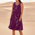 Naiste suvekleidid, vabad rannapuhkuse vabad varrukateta p&auml;ikesekleidid taskutega. M