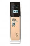 Maybelline New York Vedel jumestuskreem, Matt viimistlus, SPF-iga, Imab rasu, Fit Me Matte + Poreless, 115 Ivory, 30ml