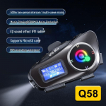Q58MAX Bluetoothi intercom kiivri peakomplekt FM-i ja TF-kaardiga, 300-meetrine t&ouml;&ouml;ulatus 2-in-1 Mic must