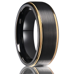8mm Black Golden Brushed Tungsten Carbide Unisex Wedding Band Ring Comfortable to Wear Vintage Couple Ring 7