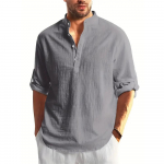 Uus meeste vabaaja pluus Puuvillane linane s&auml;rk lahtised topid pikkade varrukatega s&auml;rk Kevad s&uuml;gis vabaaja n&auml;gusad meeste s&auml;rgid S hall v&auml;rv