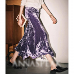 Anyan V&auml;rvikas Luksuslik Teemantl&auml;ikega Elastne Samet Ebakorrap&auml;rase L&otilde;ikega K&otilde;rge V&ouml;&ouml;kohaga Kalasaba Poolseelik Naistele Seelikud XL