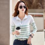 Pullover Triibuline Naiste Vintage t&otilde;mblukuga T-s&auml;rk S&uuml;gisene Korea mood vabaaja puuvillane Naiste pikkade varrukatega topsid T-s&auml;rk L