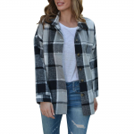 Naiste s&uuml;gistopsid, naiste pika ruuduline jakk villasegu n&ouml;&ouml;biga s&auml;rgist jakk-mantel taskutega XXXL